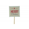 Pick tábla fa Merry Christmas 7*7cm+50cm natúr