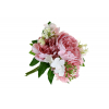 Selyemvirág csokor bazsarózsa+hortenzia 7fej 30cm rózsaszín