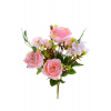 Selyemvirág csokor rózsa 6fej 32cm rózsaszín