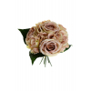 Selyemvirág csokor rózsa+hortenzia 7fej 32cm bézs