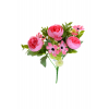 Selyemvirág csokor tearózsa 7fej 30cm pink