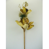 Selyemvirág magnólia 2fej 80cm glitt.arany