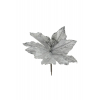 Selyemvirág mikulásvirág 10cm ezüst