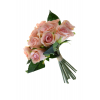Selyemvirág rózsa csokor 25cm világos rózsaszín