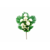 Selyemvirág rózsa/pompom csokor 50cm fehér