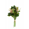 Selyemvirágcsokor levéllel kötve 24cm rózsaszín