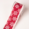 Szalag textil 64mm x 6.4m drótos szegéllyel hópelyhes Piros