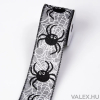 Szalag textil 64mm x 6.4m Halloween drótos szegéllyel szürke