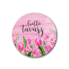 Tábla fa HELLO TAVASZ RÓZSASZÍN TULIPÁNOS D13 LV
