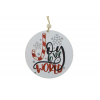 Tábla fa Joy to the world D10CM akasztós szürke/piros