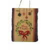 Tábla fa Merry Ch fahasáb 20X14CM koszorúval akasztós natúr