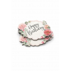 Tábla fa rózsás 6*7cm Happy Birthday rózsaszín