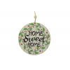 Tábla fa Sweet home  D10CM akasztós mintás zöld/fehér