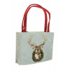 Táska filc 18*4*14cm szarvassal bézs/piros