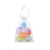 Tojás hcell 4*6CM s/6 organza zsákban akasztós több szín