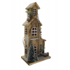 Toronyház fa feldíszítve 22x13x42 barna/fehér