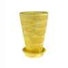 Váza kerámia tányérral csíkos sárga Zmrst