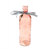 Váza üveg palack kockás masni/kulcs 7*22cm piros