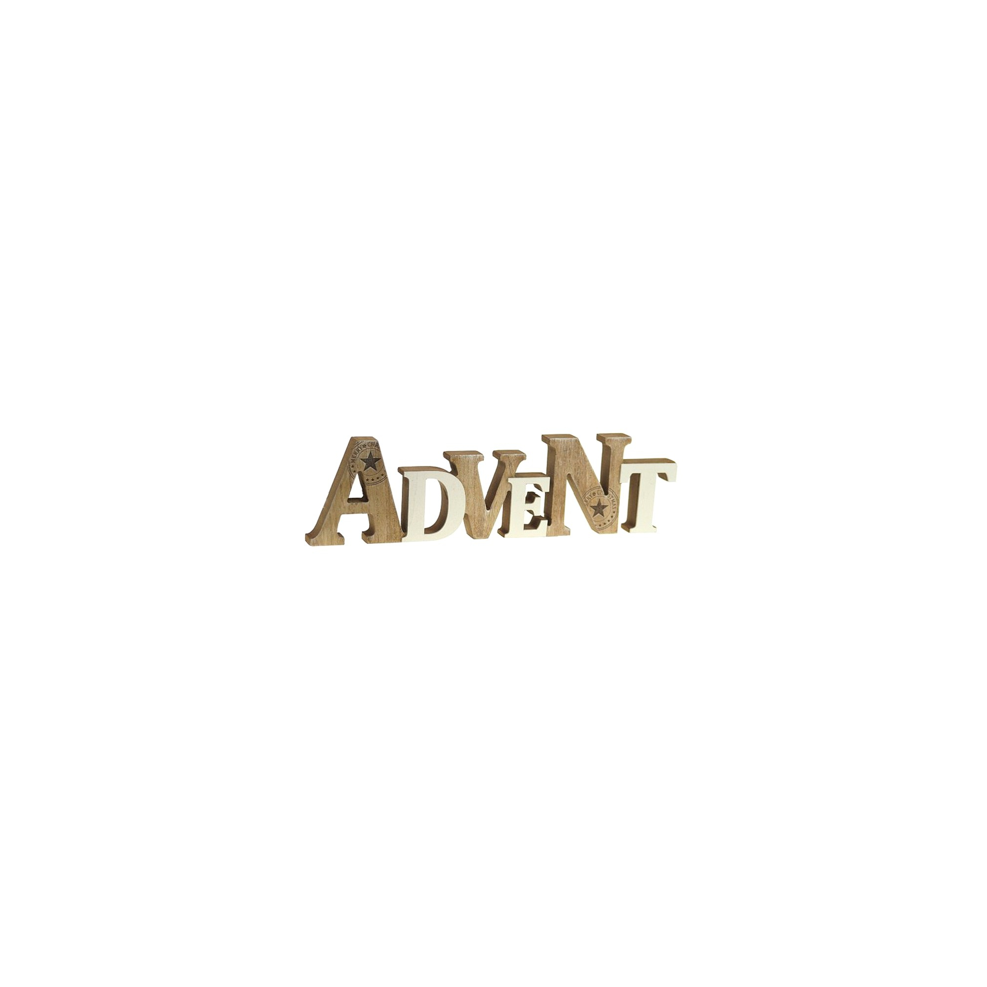 Advent felirat fa 9,5*36cm fehér/natúr