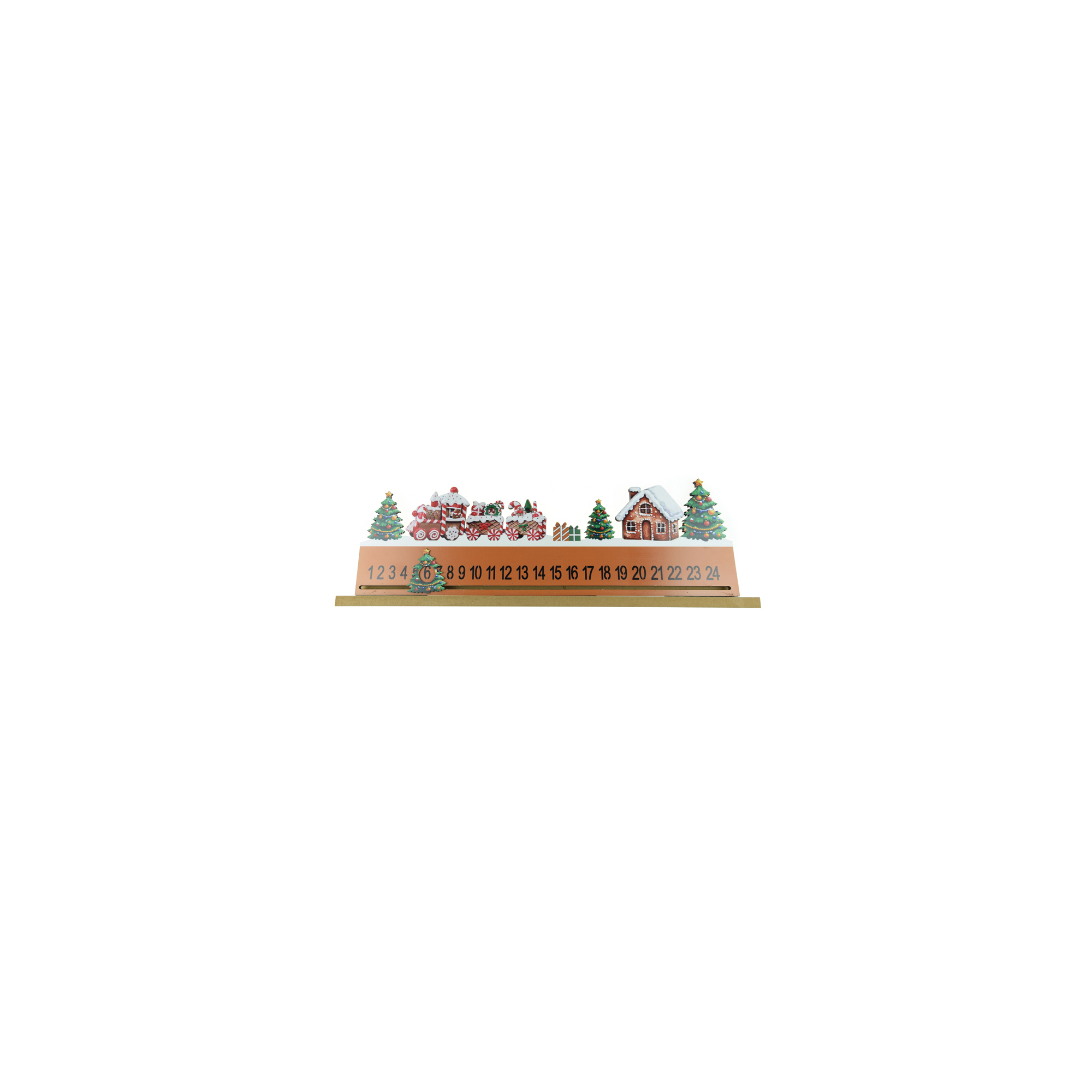 Adventi naptár fa 48*16cm vonattal barna