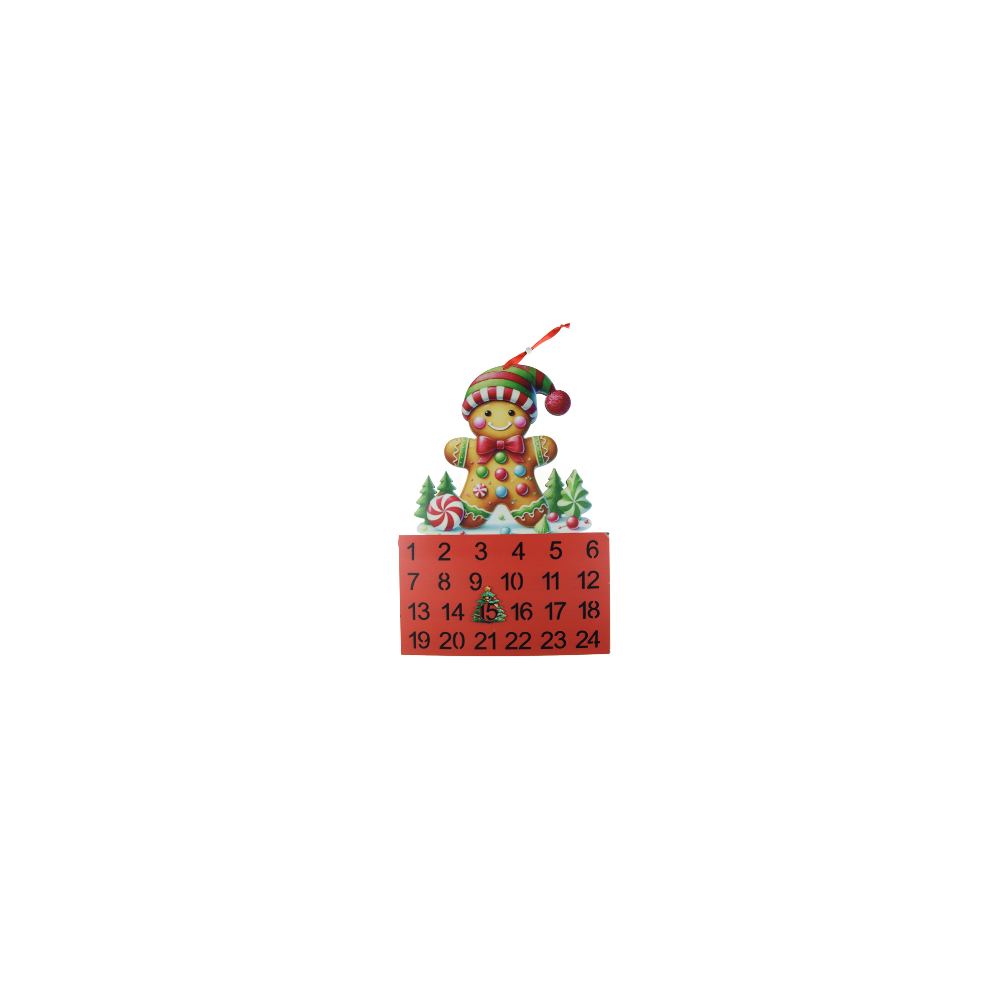 Adventi naptár fém 25*35cm mézivel piros