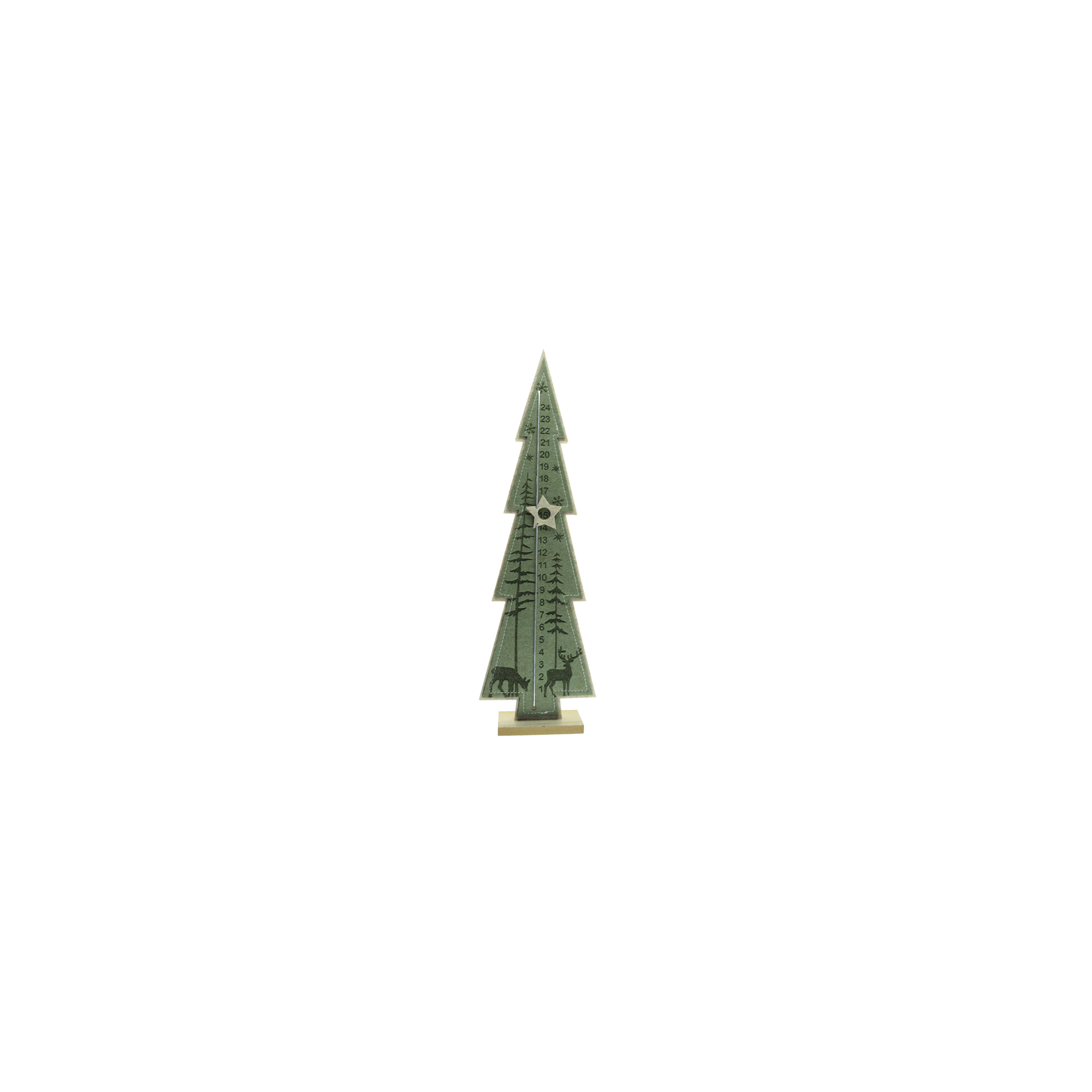 Adventi naptár fenyőfa filc/fa 12*4*41cm zöld