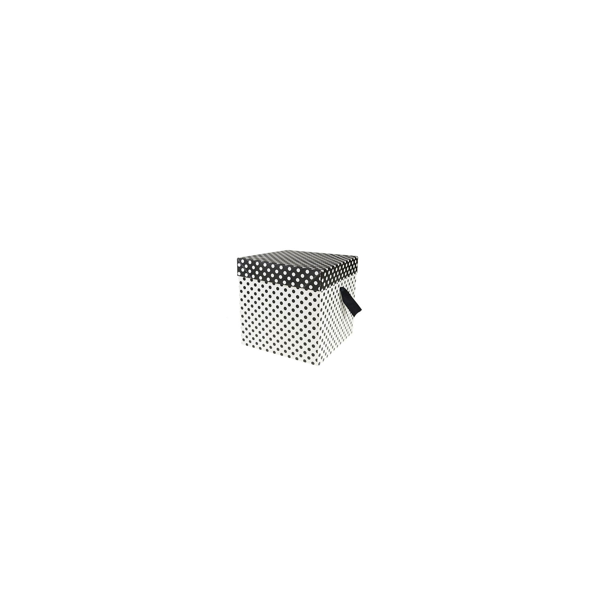Ajándékdoboz papír pöttyös 15*15*15cm fekete/fehér
