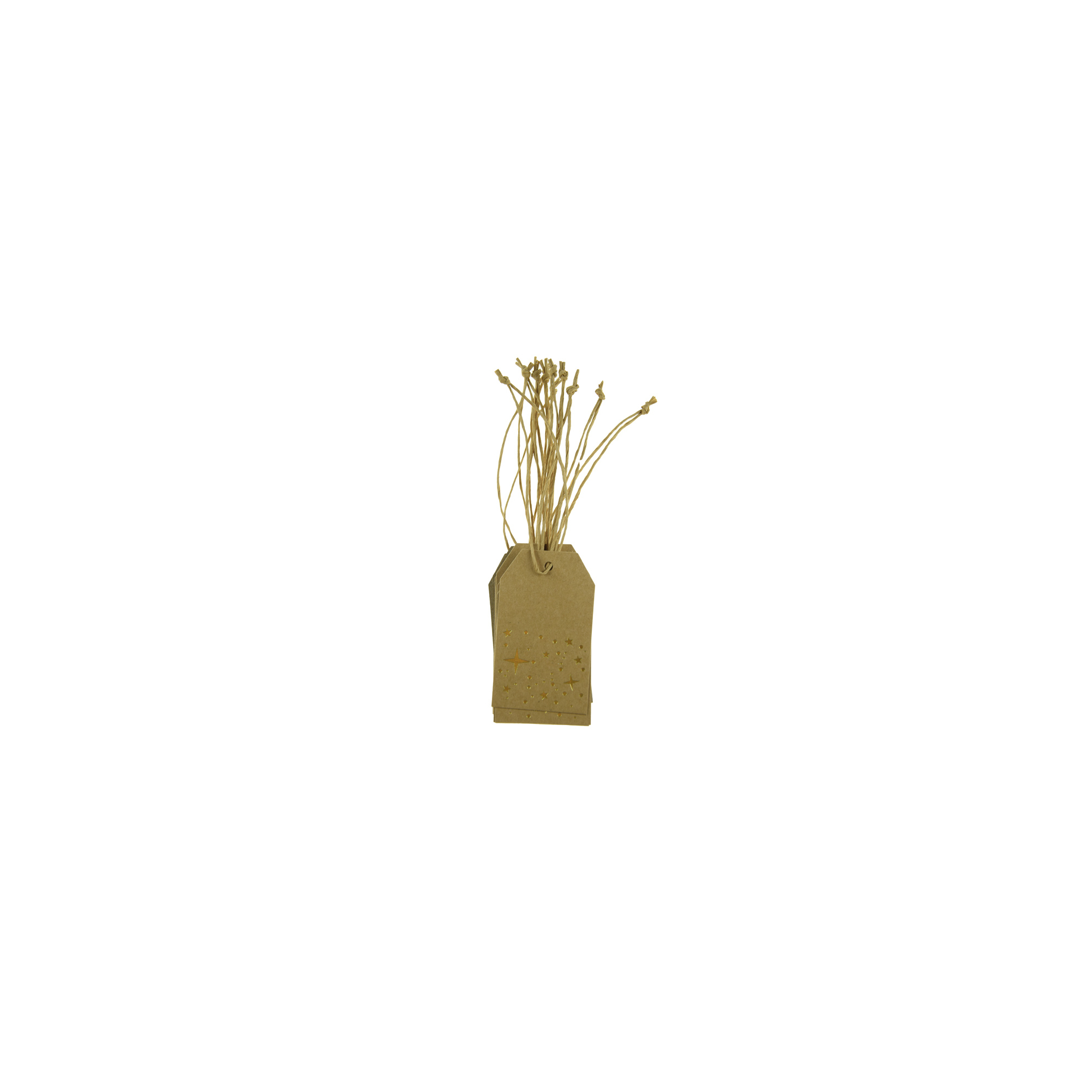 Ajándékkísérő címke papír csillagos 4,6*7,6cm s/24 natúr/arany