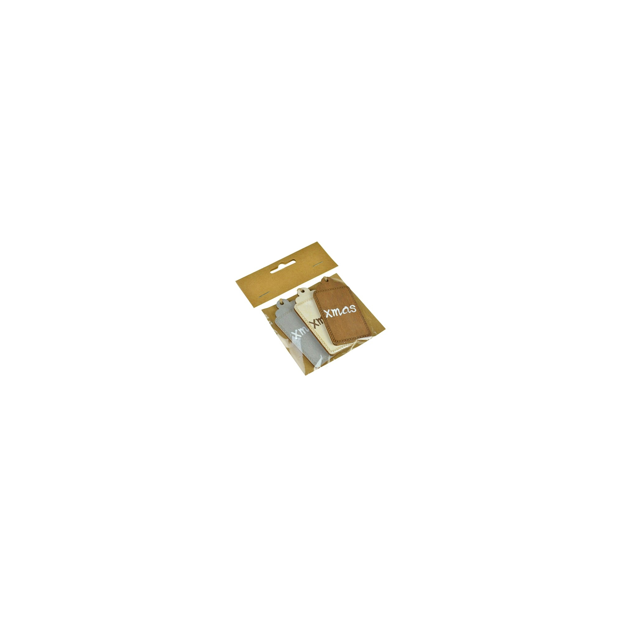 Ajándékkísérő fa karácsonyi 4*8cm S/3 2féle natúr