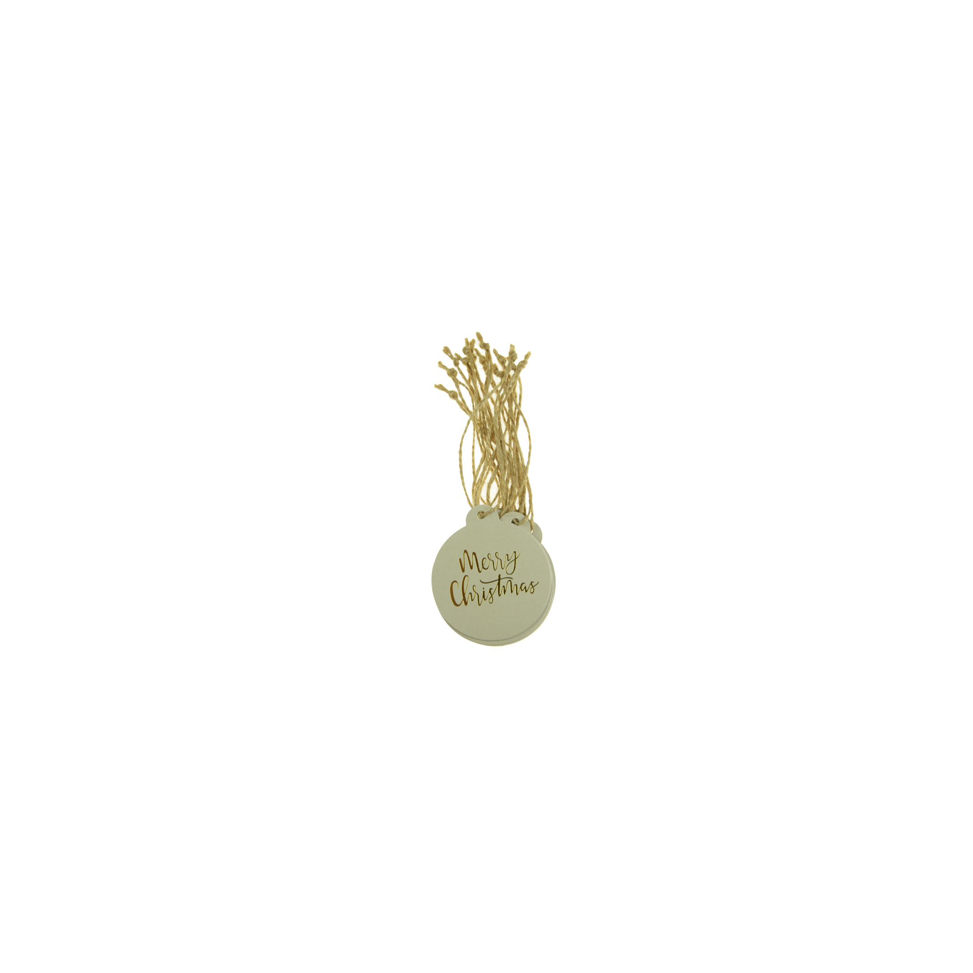 Ajándékkísérő gömb papír Merry Christmas 6*6.8cm s/24 krém/arany