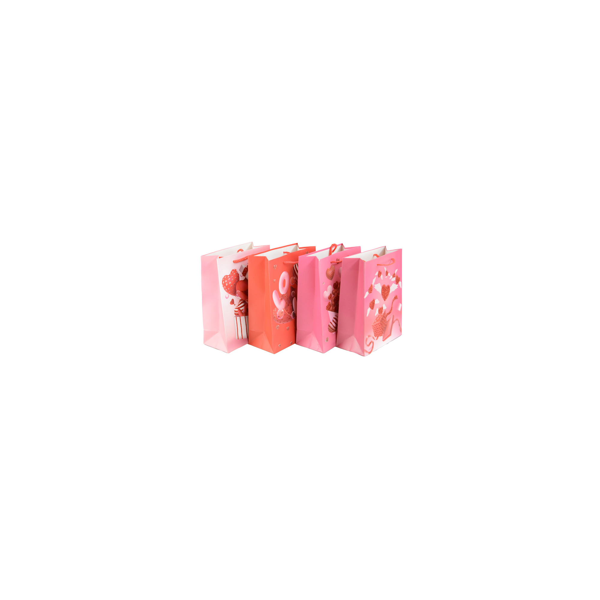 Ajándéktasak papír szivekkel 18*23*8,5cm piros