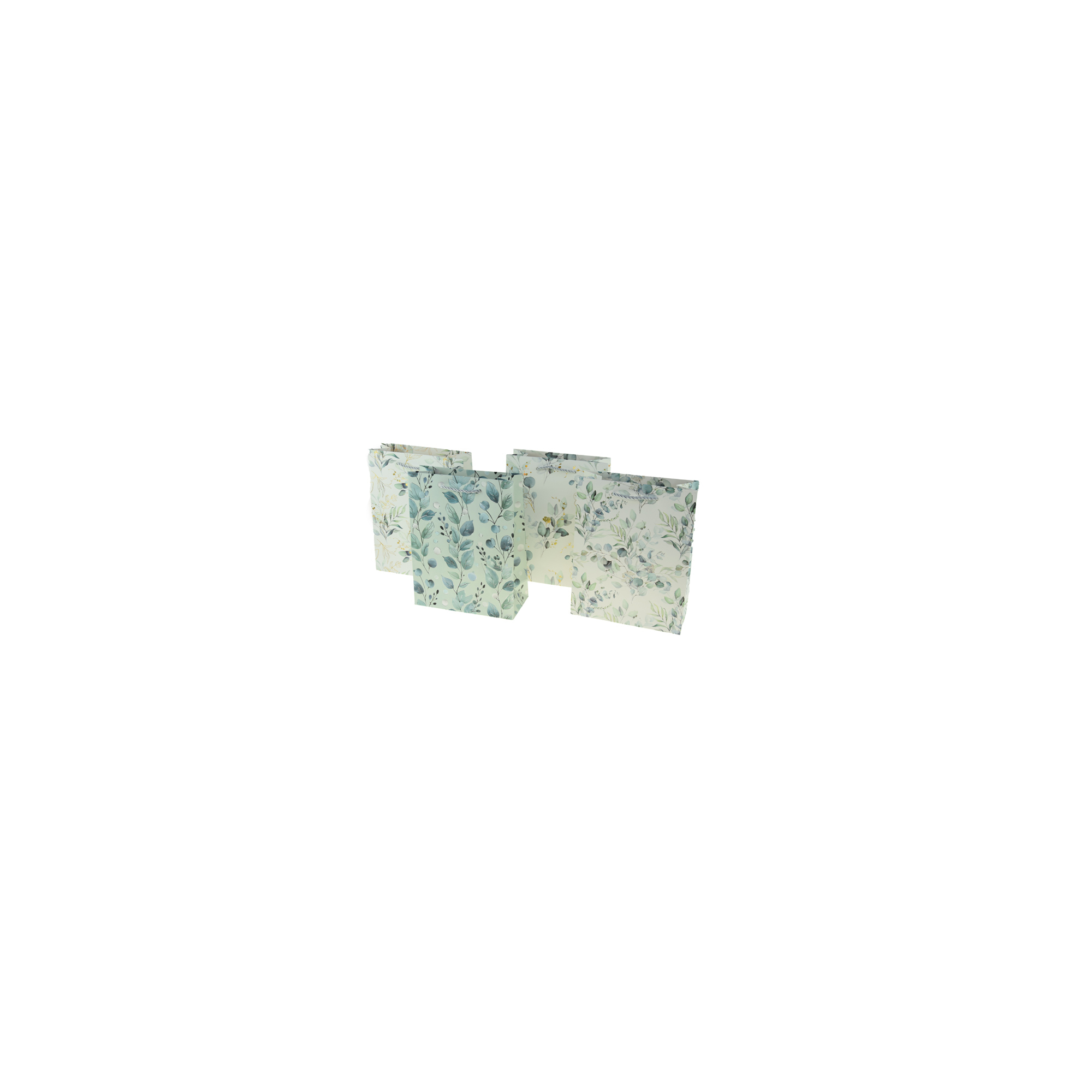Ajándéktasak papír leveles 26*32*10cm többféle menta