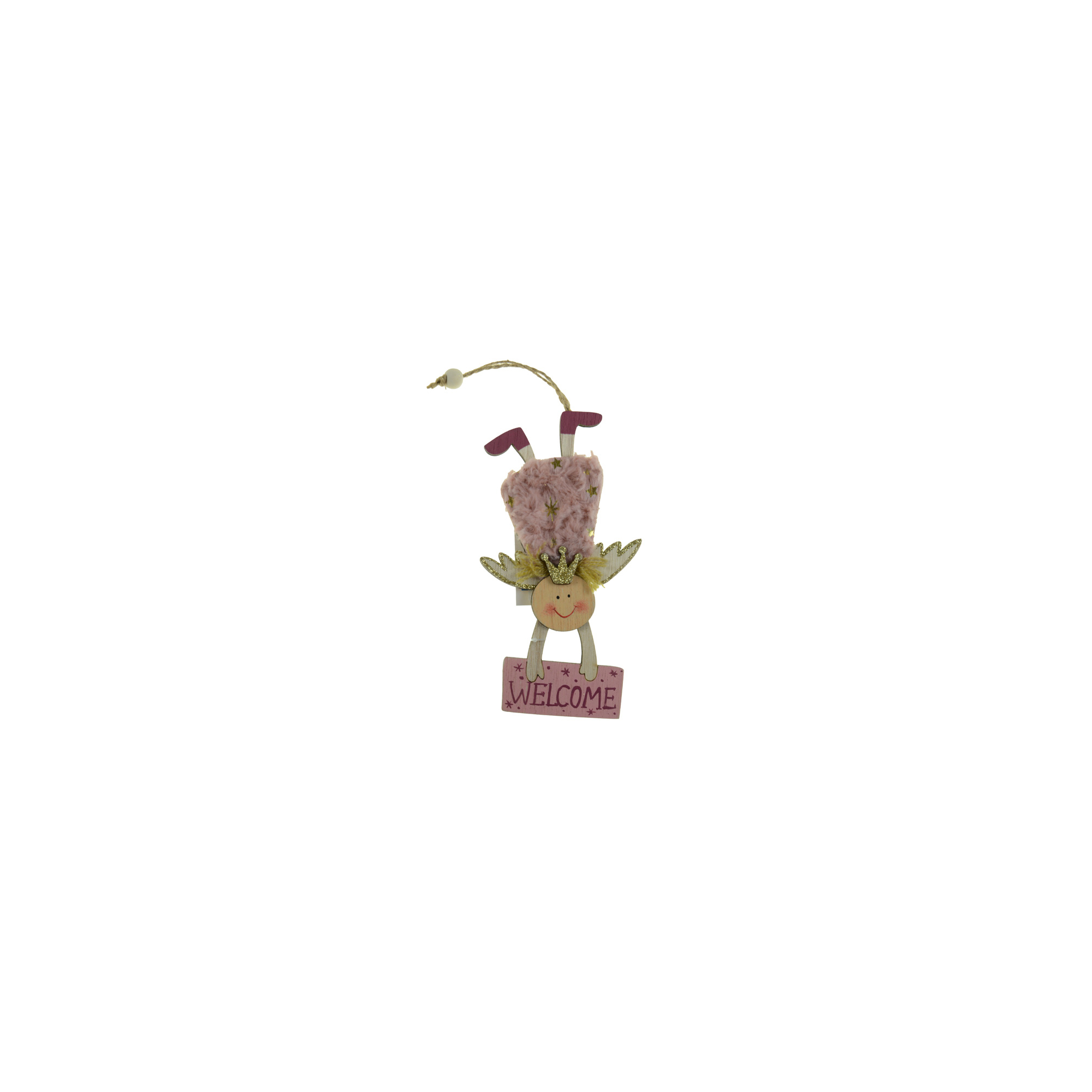 Angyal fa WELCOME 25*8*1CM akasztós rózsaszín