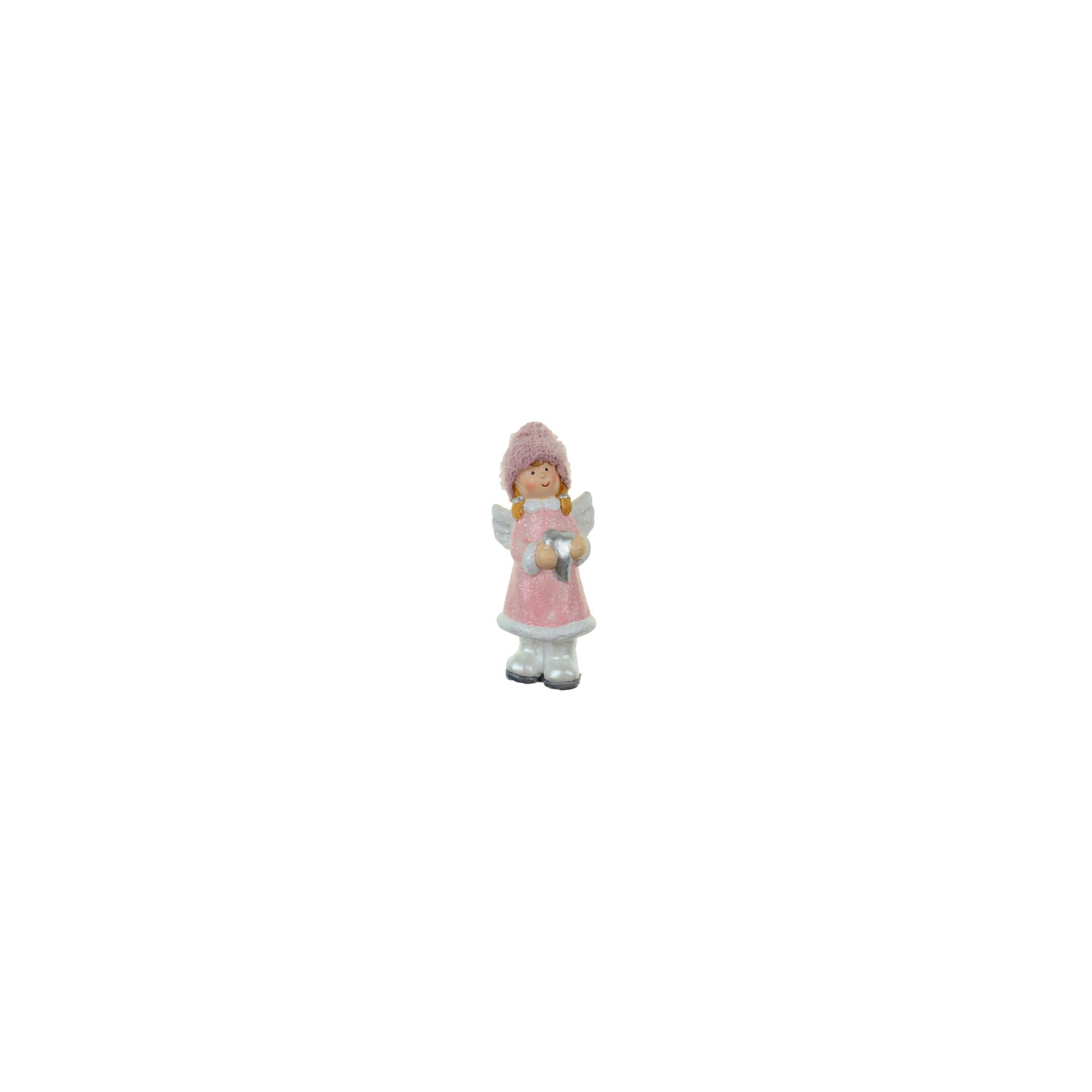 Figura angyal kerámia 6*13,5cm rózsaszín