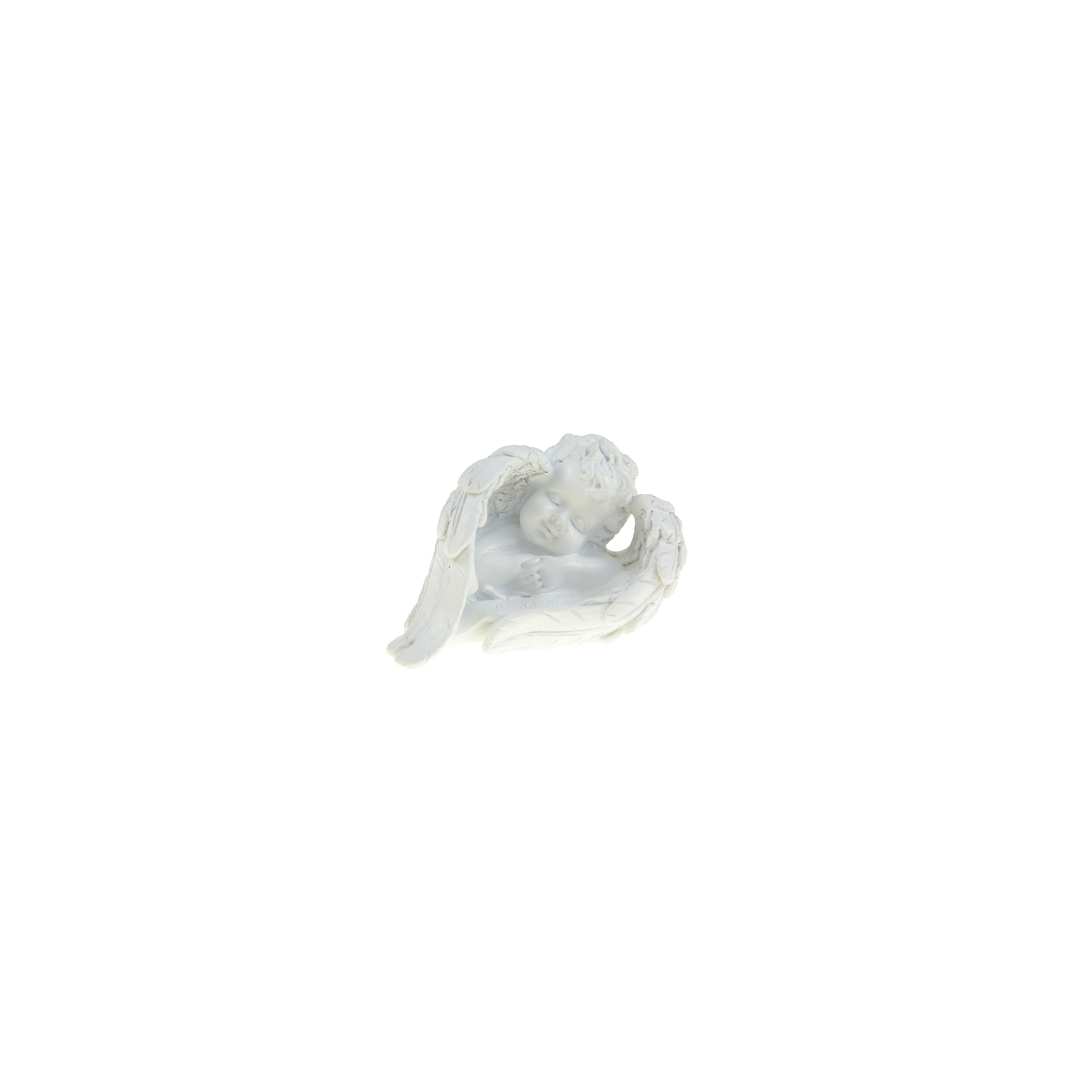 Angyal poly 12.7*8.8*8.2cmH szárnyán alvó fehér