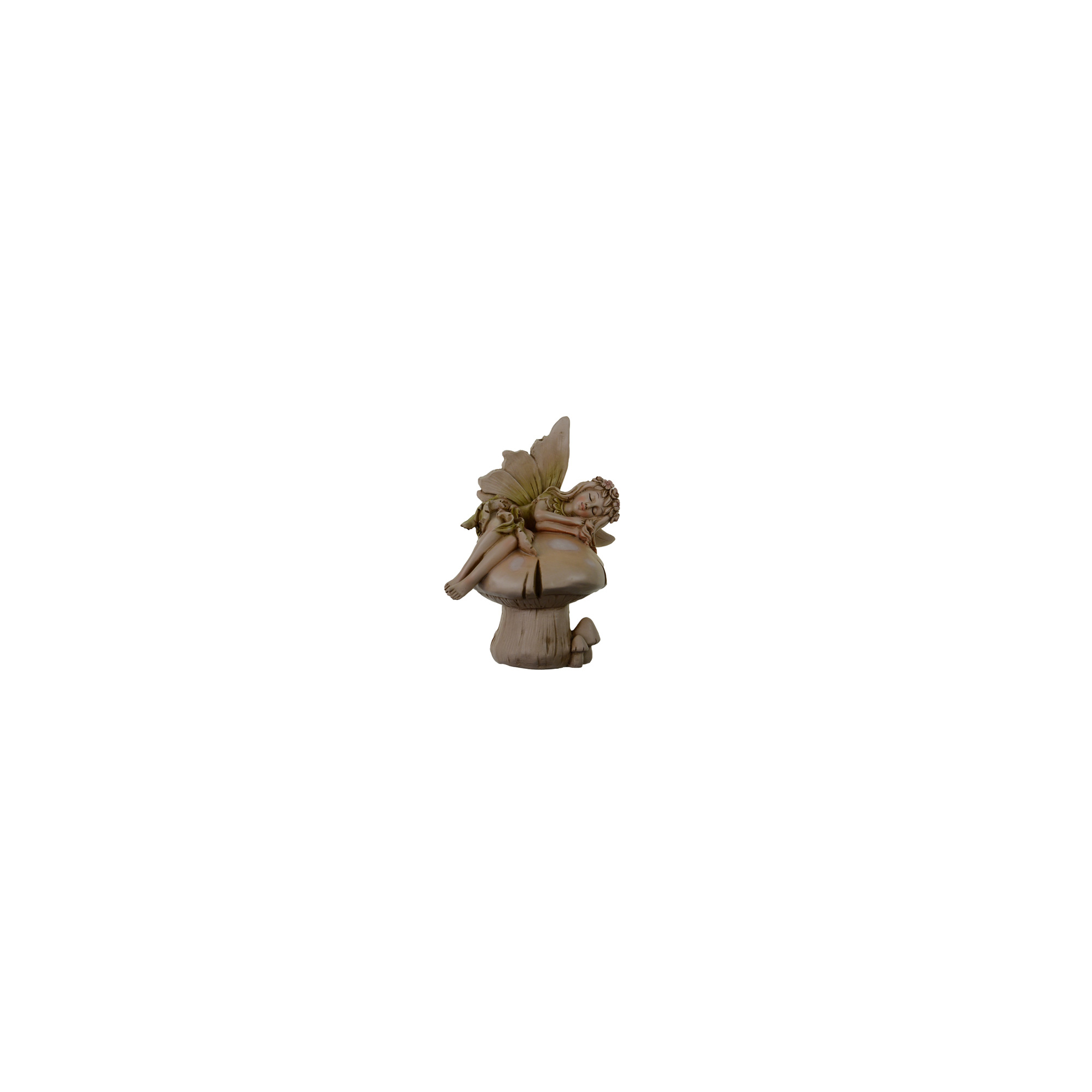 Figura angyal poly 15*12*21cm gombán fekvő barna