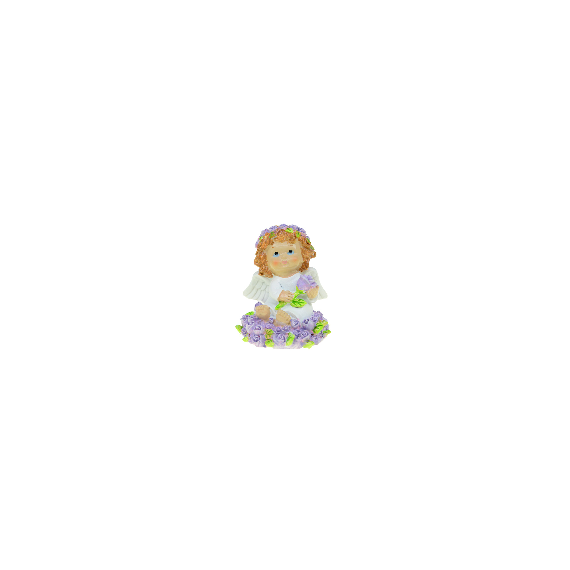 Figura angyal poly ülő 7,1cm rózsás lila