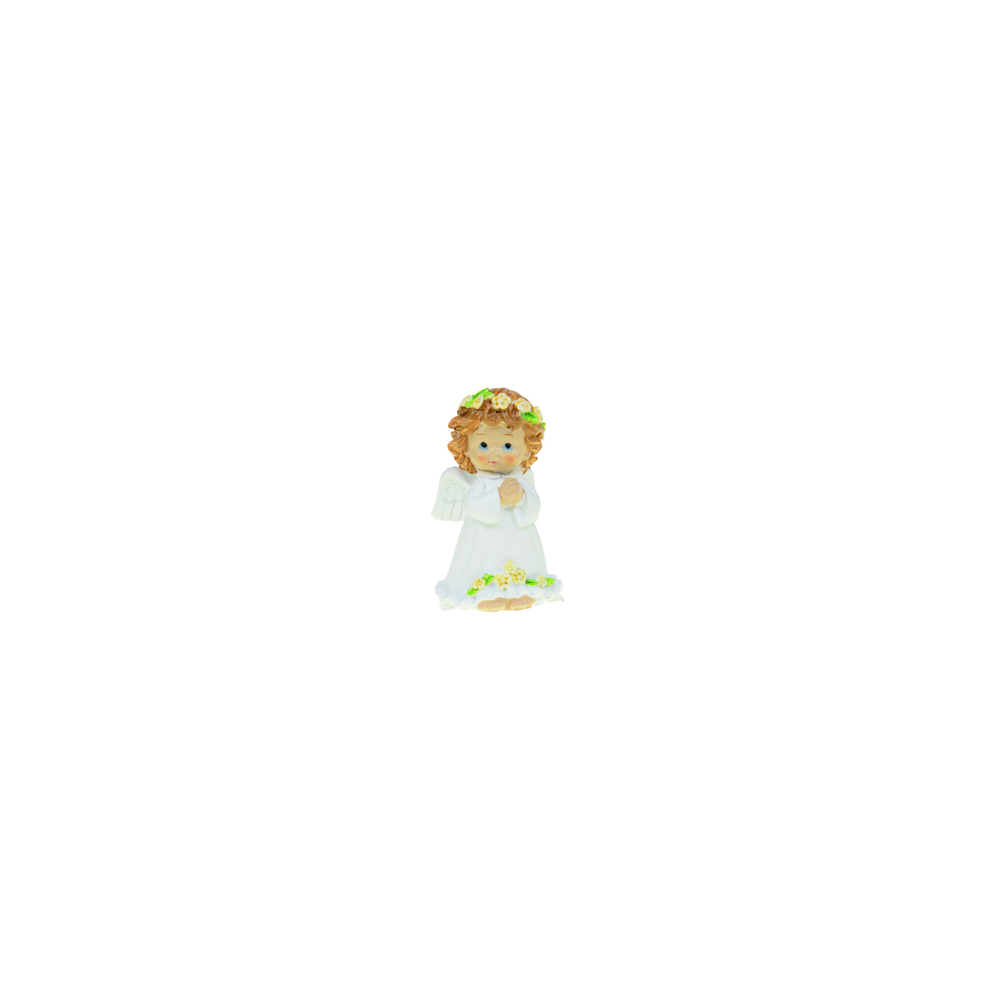 Figura angyal poly imátkozó 8,5cm fehér