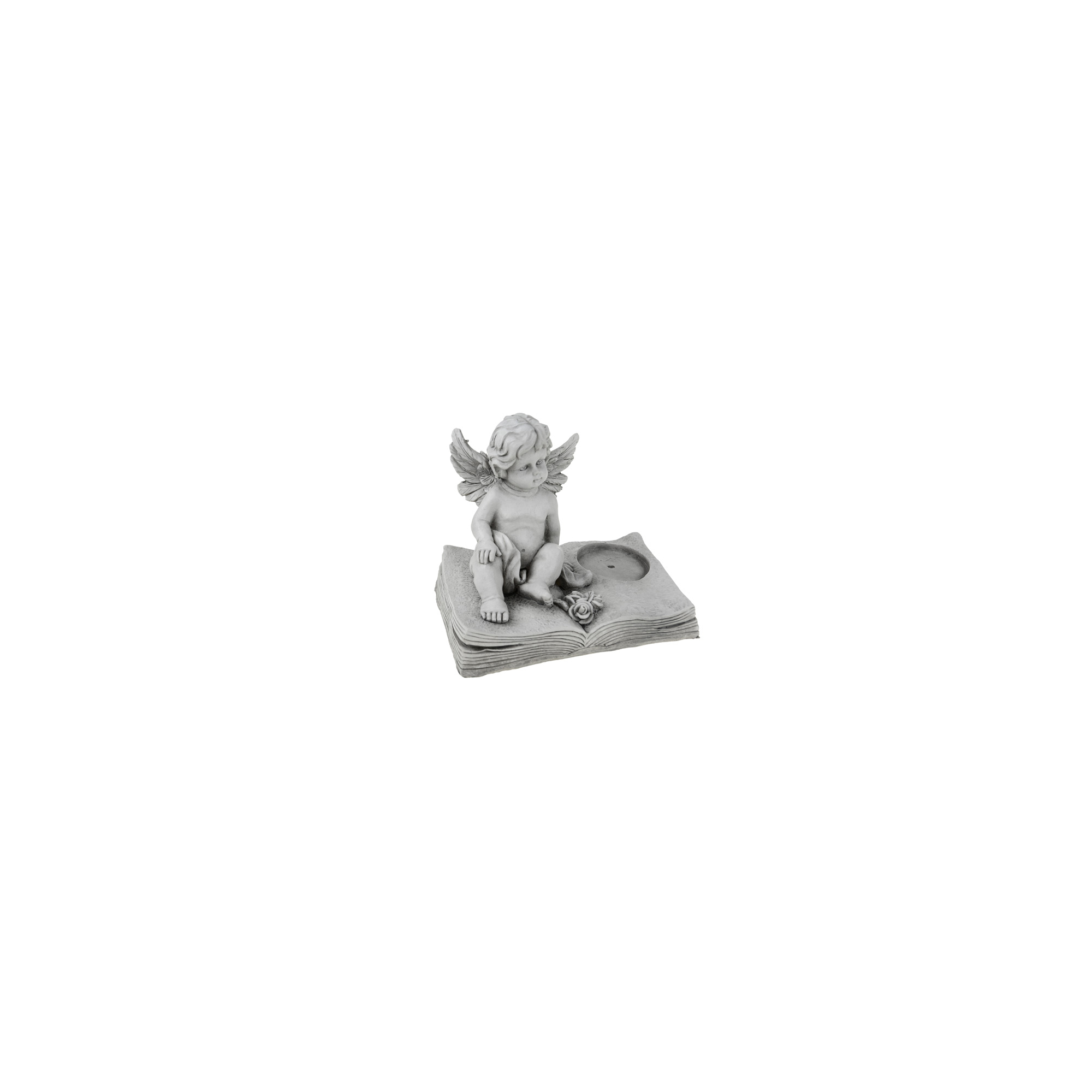 Figura angyal poly LED-es 25*16.5*21cm Nyugodj békében szürke