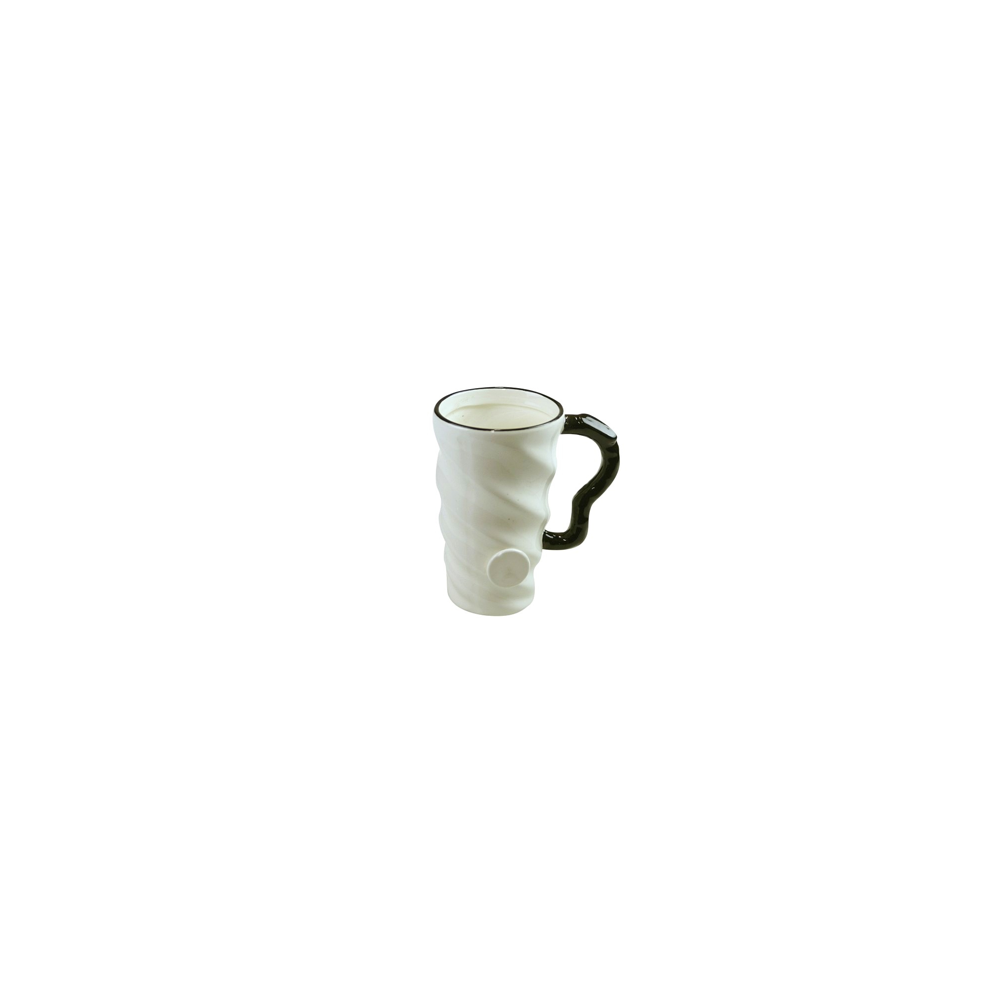 Bögre kerámia csavart 15*9cm fekete/fehér