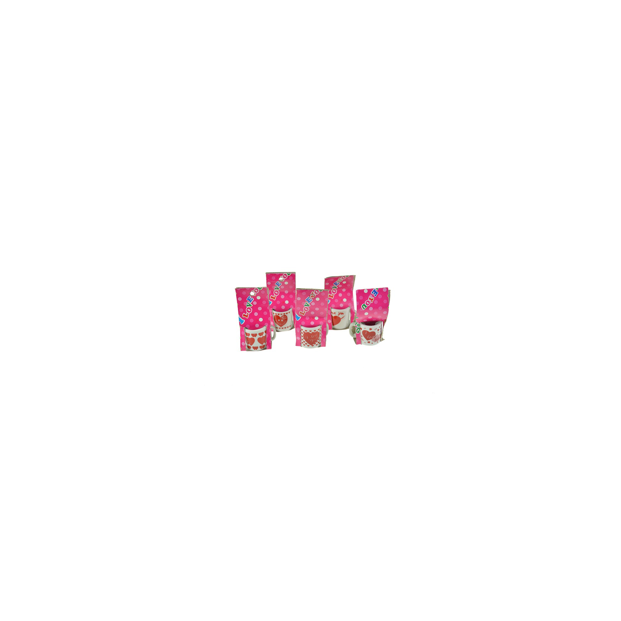 Bögre kerámia szíves 3cm mini fehér/piros
