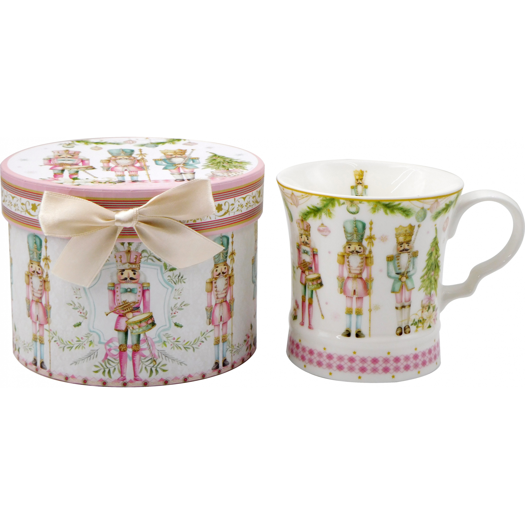 Bögre porcelán díszdobozban 12*9*9,2cm fehér/rózsaszín