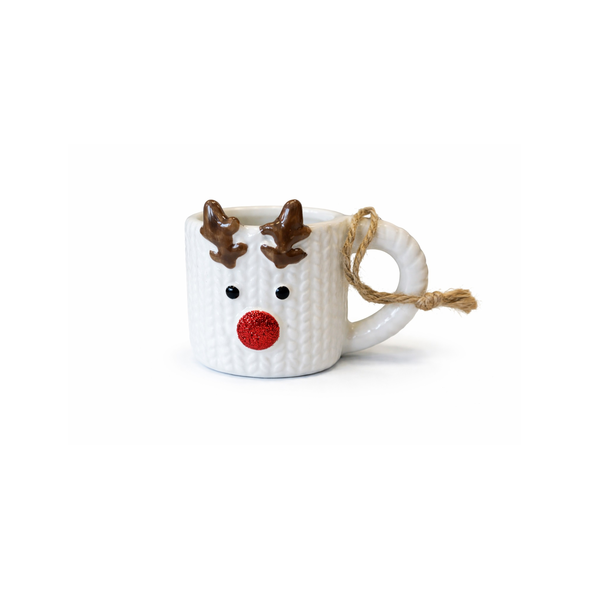 Bögre szarvasos kerámia 6*8cm fehér