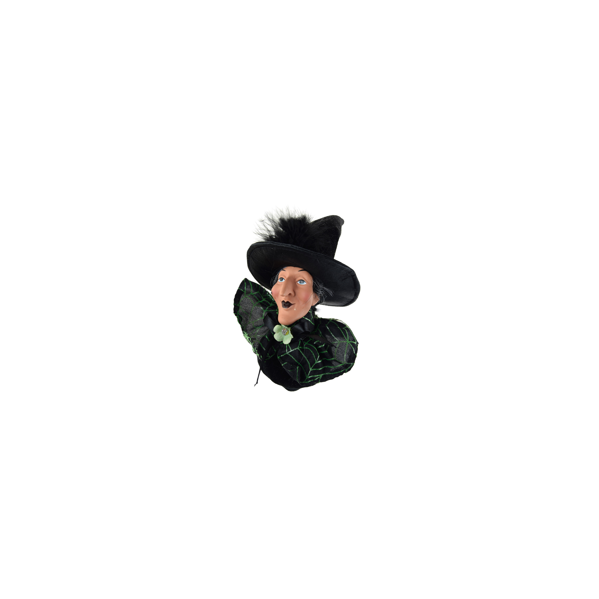 Boszorkányfej textil 30cm akasztós fekete/zöld
