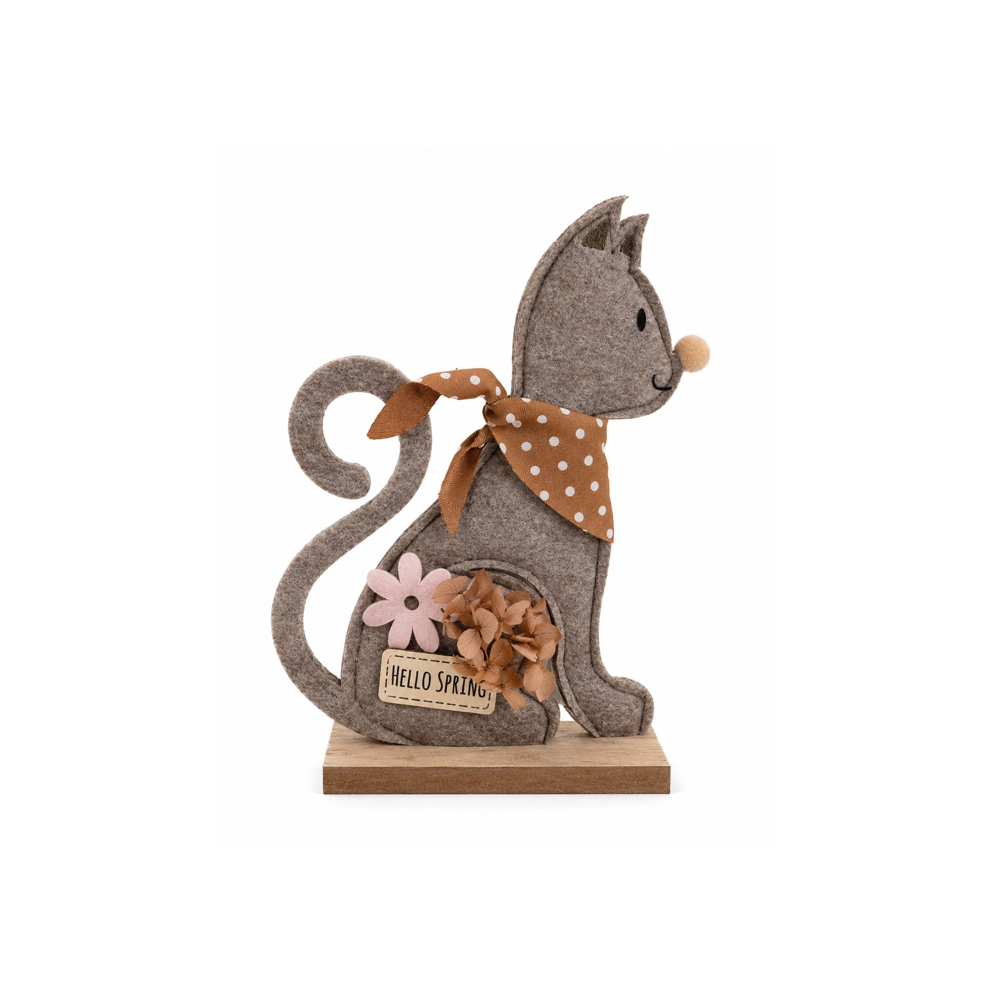 Cica fa/filc 17.5x4x20cm 2D barna