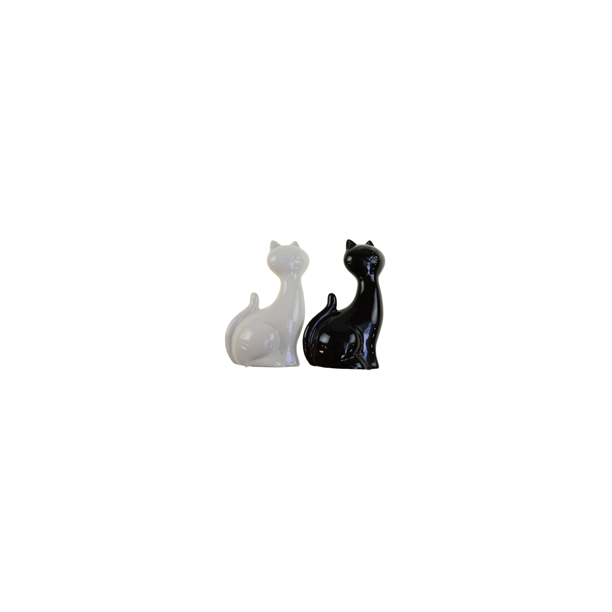 Figura cica kerámia 4*6*11cm fekete/fehér
