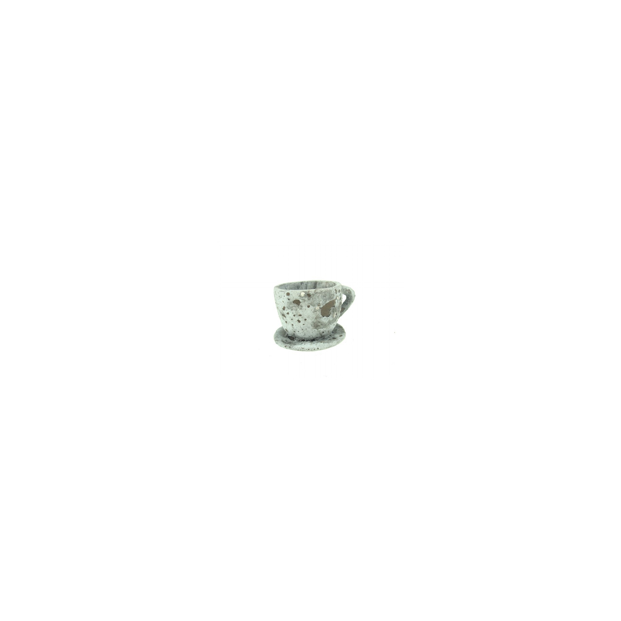 Kaspó csésze+alj kő 10*8*7cm szürke