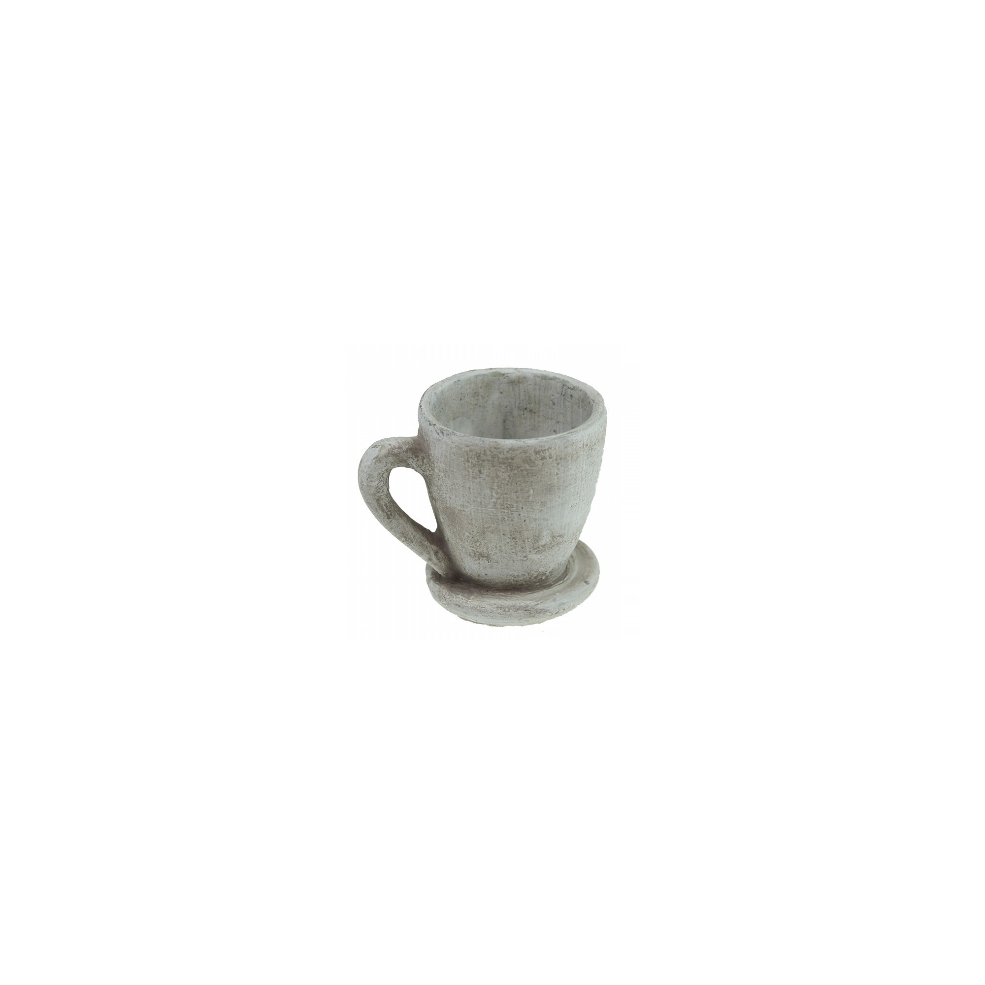Csésze+alj kő feliratos 11*8*10cm mosott fehér