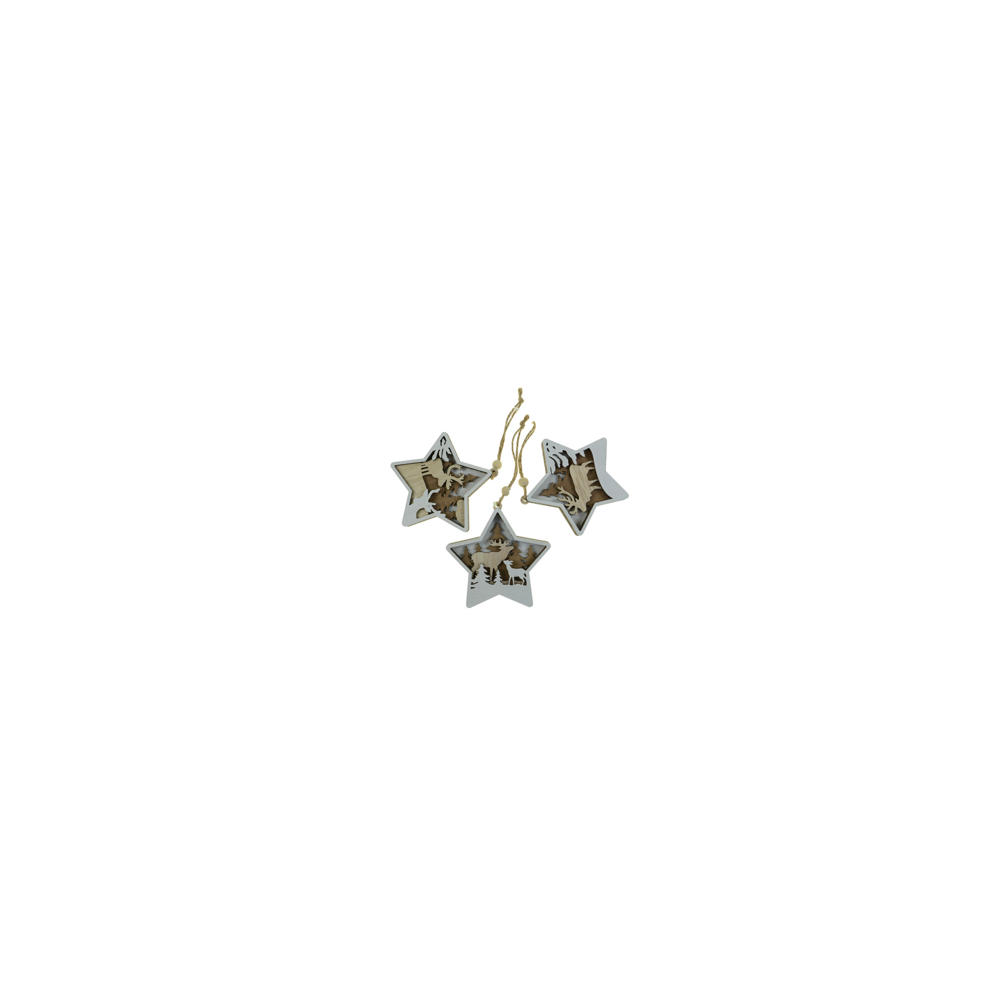 Csillag fa szarvasos 30.5*11*8CM többféle natúr
