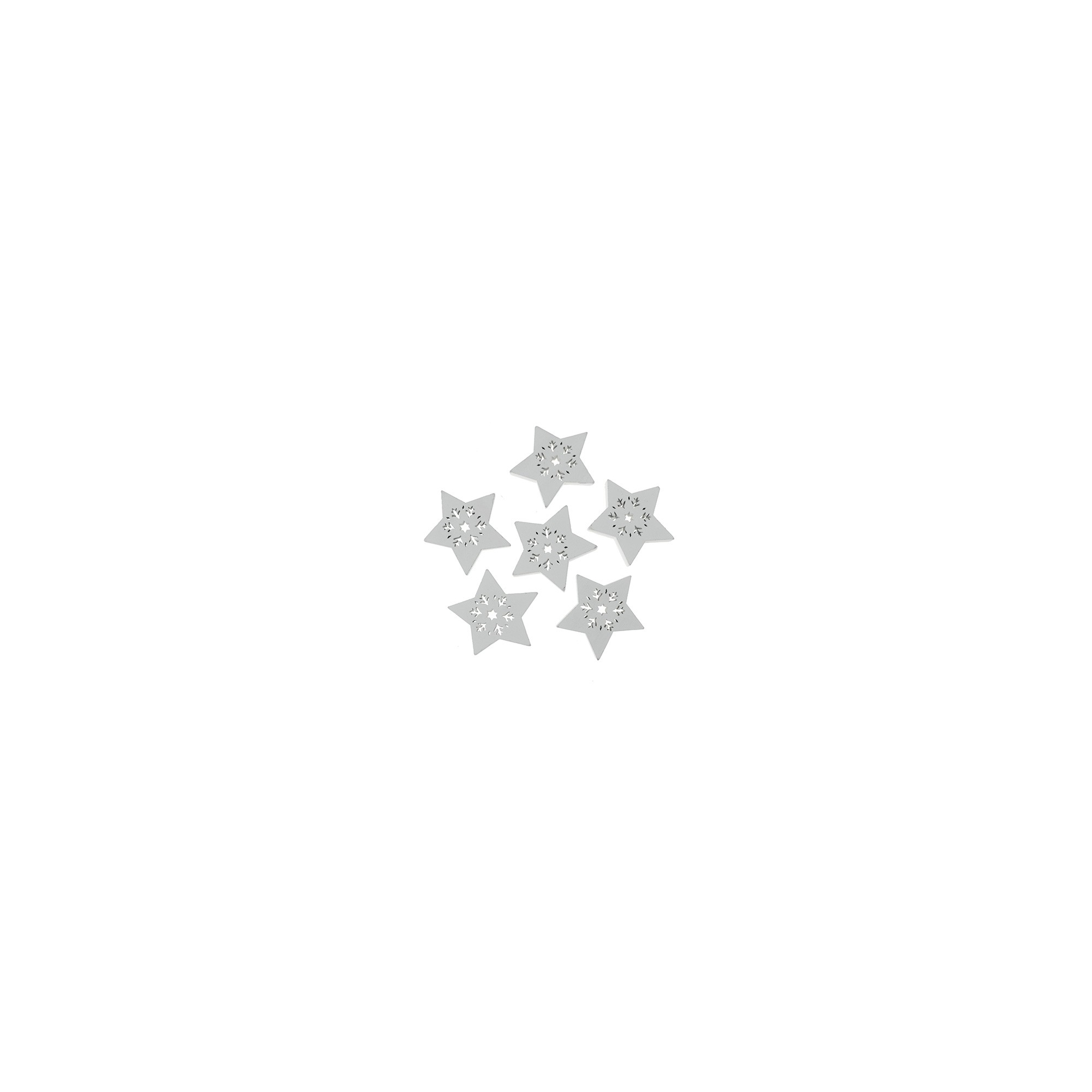 Csillag fa LV 5cm s/6 hópihe mintával fehér